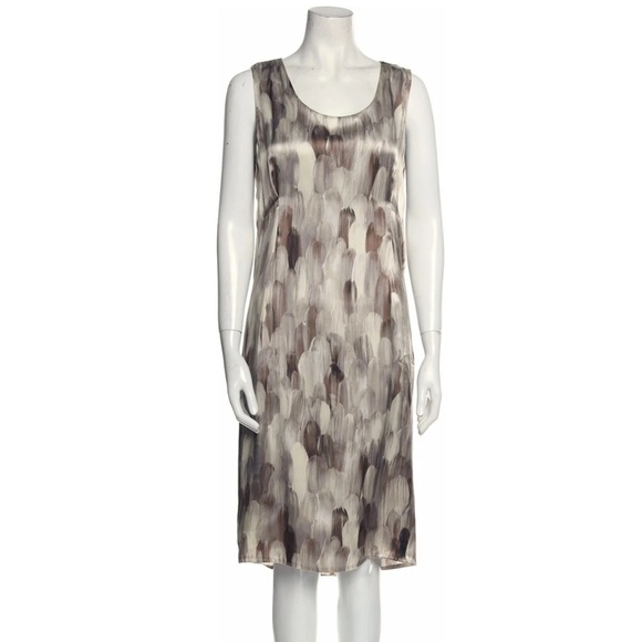 Ports 1961 Silk Midi Dress Draped Back Round Neck Sleeveless Dress Evening - Picture 1 of 9